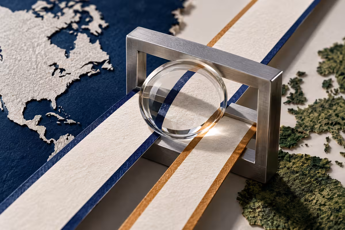 Paper pathways represent cross-border funds and currency exposure.