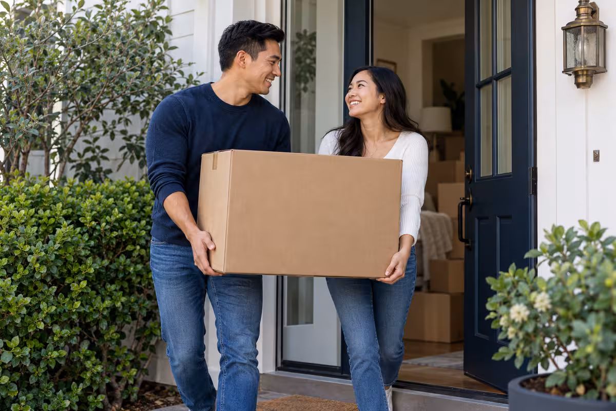 A household moves in after the agreed closing and possession process.