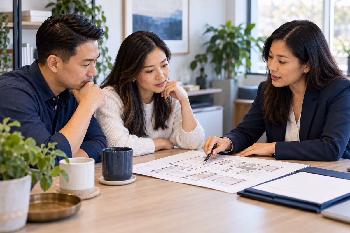 Buyers and an agent review possible responses to a low appraisal.