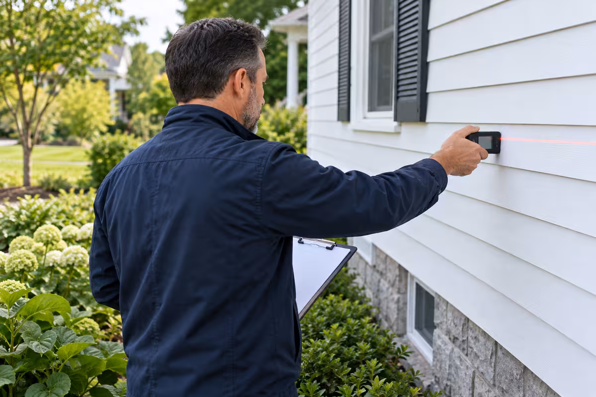An appraiser checks an ordinary home’s characteristics.